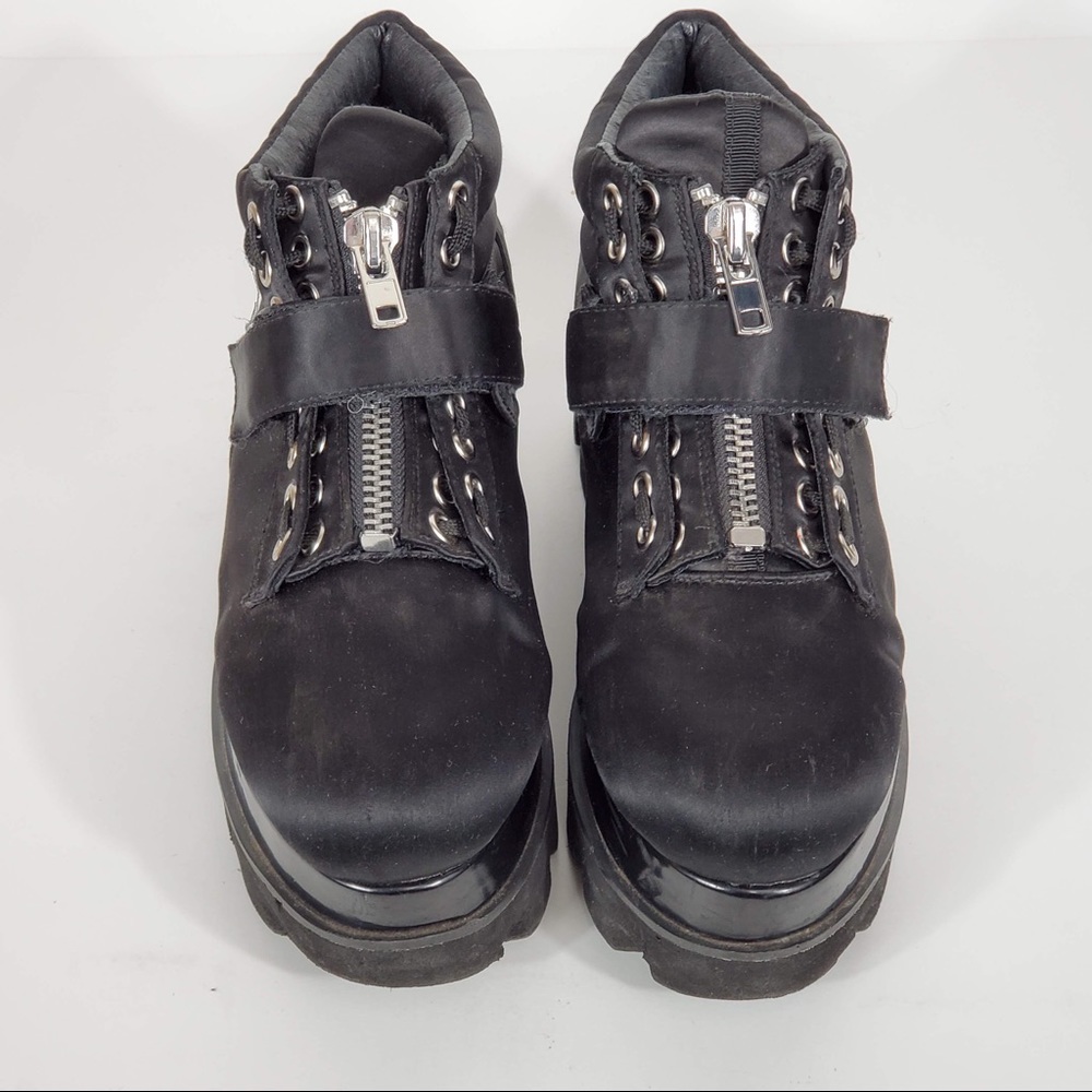 Jeffrey Campbell Silk Black Combat Boots Size 8.5